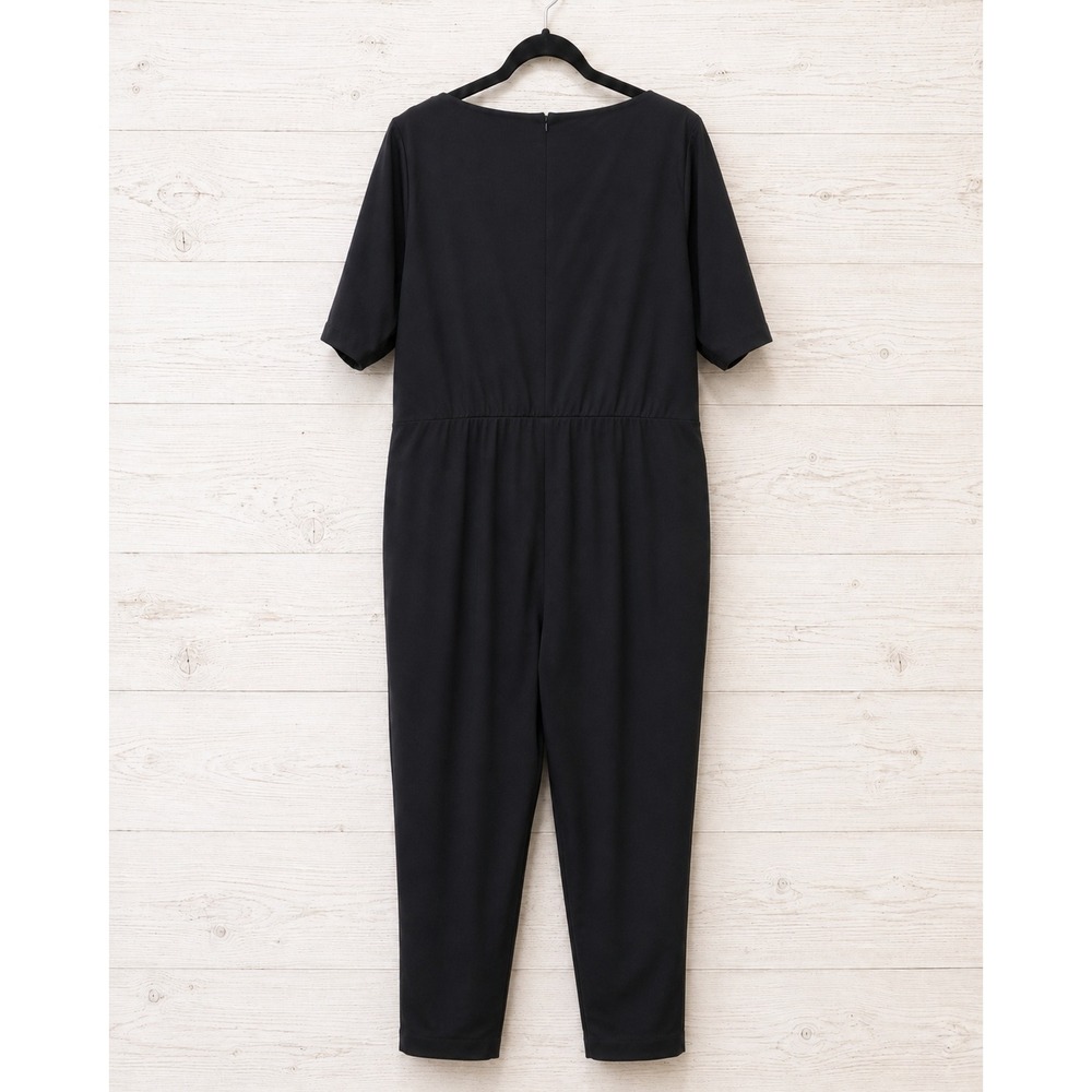Torrid‎ Jumpsuit Black Size 1 (XL) Short Sleeve Boat Neck Tapered Leg Plus Size